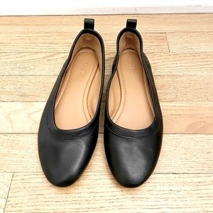 JCREW Lizzie Leather Black Ballet Flats